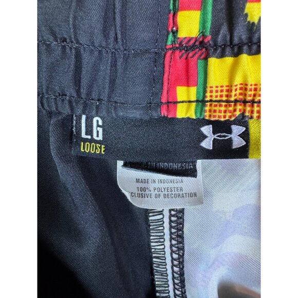 Under Armour Shorts Mens Large Black Yellow Red Rasta Jamaican Loose  Soccer - Picture 4 of 10
